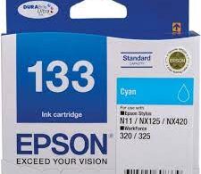 Compatible Epson T133 cyan ink cartridge for Epson printers, high-quality replacement cartridge for vibrant color printing